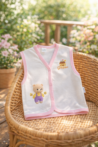 Elbebek Vestă pentru Copii 2–4 Ani, cu Inscripția „Honey Season” A12