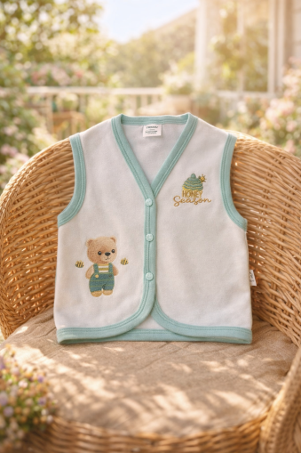Elbebek Vestă pentru Copii 2–4 Ani, cu Inscripția „Honey Season” A12