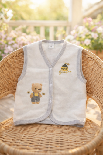 Elbebek Vestă pentru Copii 2–4 Ani, cu Inscripția „Honey Season” A12