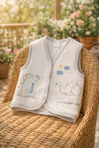 Elbebek Vestă pentru Bebeluși 6–12 Luni, cu Girafă și Elefant A12