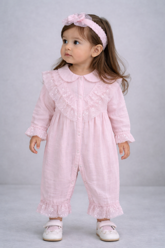 Kardesler Salopetă din Muselină pentru Copii 1–3 Ani, cu Dantelă A74