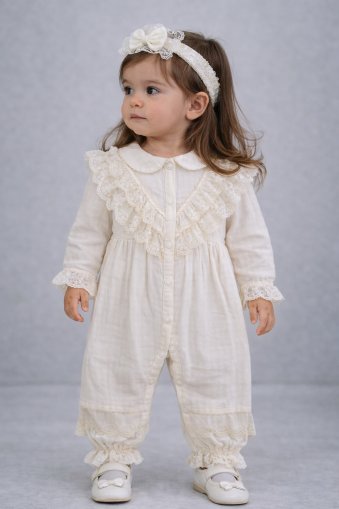 Kardesler Salopetă din Muselină pentru Copii 1–3 Ani, cu Dantelă A74
