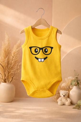 Cantaz Body cu Bretele pentru Bebeluși 3–18 Luni, cu Imprimeu Emoji Zâmbitor A10