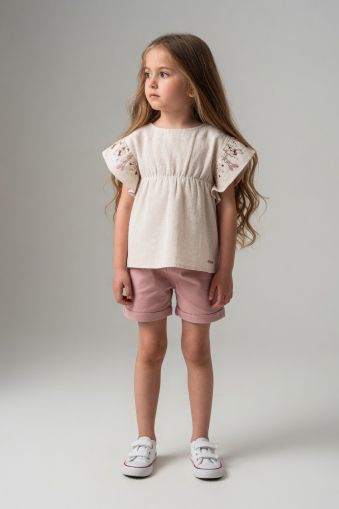 PAMPALKIDS Set copii 6–9 ani cu pantaloni scurți și mâneci brodate A60