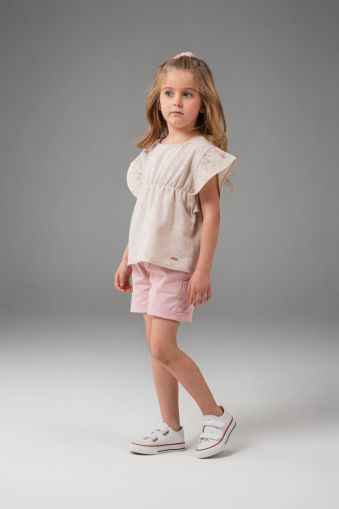 PAMPALKIDS Set copii 6–9 ani cu pantaloni scurți și mâneci brodate A60