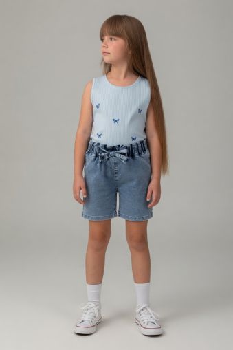 PAMPALKIDS Set copii 6–9 ani 2 piese cu pantaloni scurți din denim A41