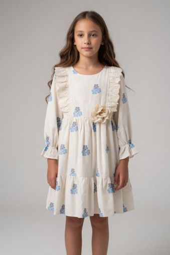 TIVIDOKIDS Rochie fete 6–12 ani cu imprimeu trandafiri A85