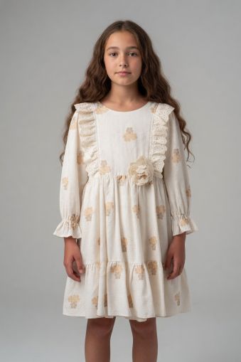 TIVIDOKIDS Rochie fete 6–12 ani cu imprimeu trandafiri A85