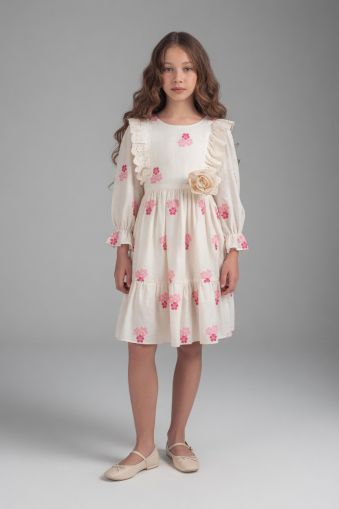 TIVIDOKIDS Rochie fete 6–12 ani cu imprimeu trandafiri A85