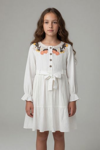 TIVIDOKIDS Rochie fete 6–12 ani cu nasturi A76