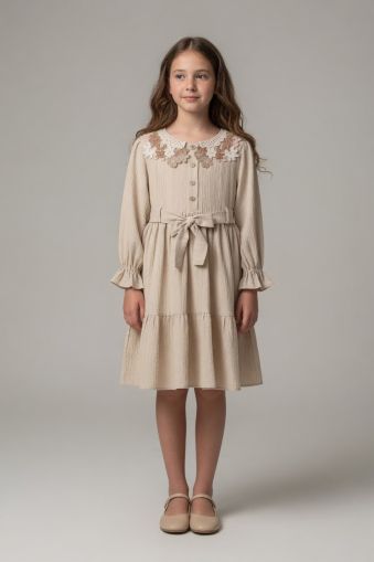 TIVIDOKIDS Rochie fete 6–12 ani cu nasturi A76