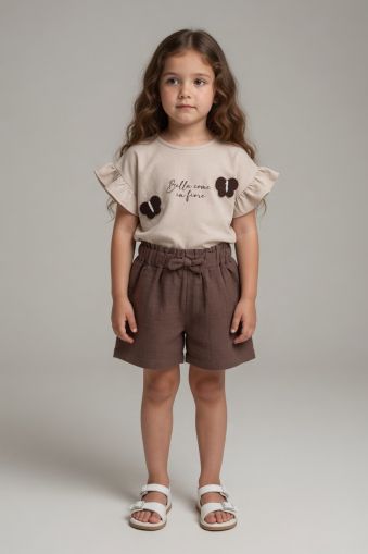 DECO Set fete 2–5 ani cu imprimeu și broderie fluture A28