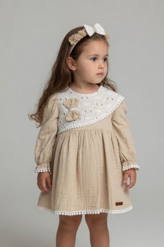 Rochie Amante cu guler din dantelă 6-24 luni A47