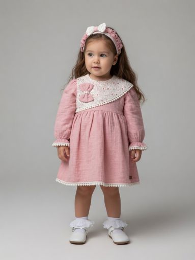 Rochie Amante cu guler din dantelă 6-24 luni A47