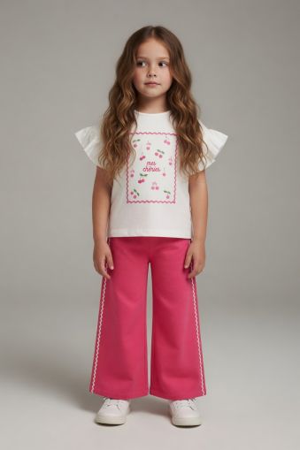 VOVIDOKIDS Set fete 3–6 ani de vară 2 piese cu imprimeu cireșe A38