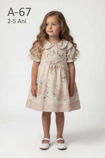 AMANTE Rochie 2–5 ani guler bebe cu fundiță