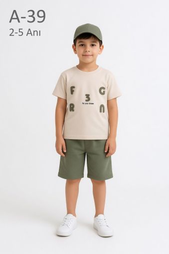 DONINO Set copii 2–5 ani cu șapcă și imprimeu „Bomlo”