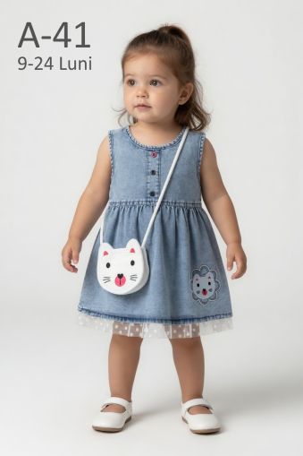 ORYEDA Rochie jean 9–24 luni cu geantă inclusă