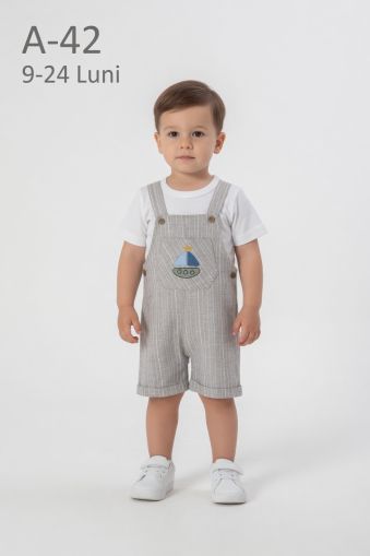 ORYEDA Set 9–24 luni salopetă din in brodată cu body