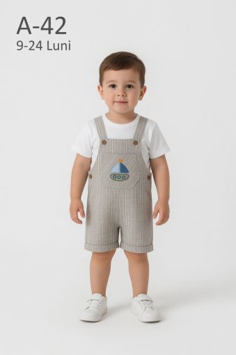 ORYEDA Set 9–24 luni salopetă din in brodată cu body