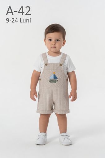 ORYEDA Set 9–24 luni salopetă din in brodată cu body