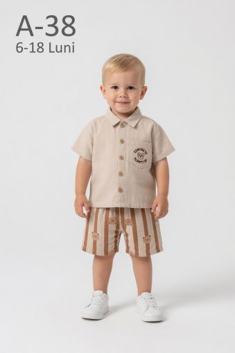 ÇITIR Set bebeluși 6–18 luni cu broderie „Concrete”, buzunar și nasturi