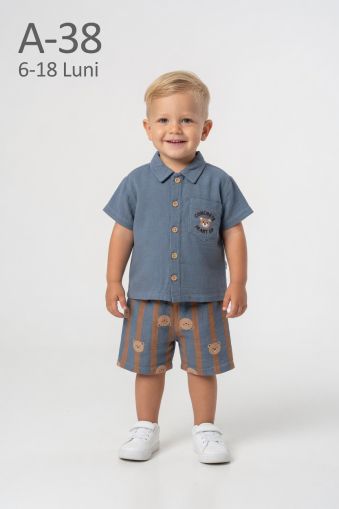 ÇITIR Set bebeluși 6–18 luni cu broderie „Concrete”, buzunar și nasturi