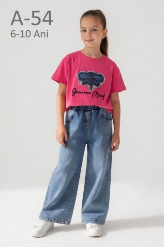 INCILAY KIDS Set fete 6–10 ani din denim cu fluture cu pietre