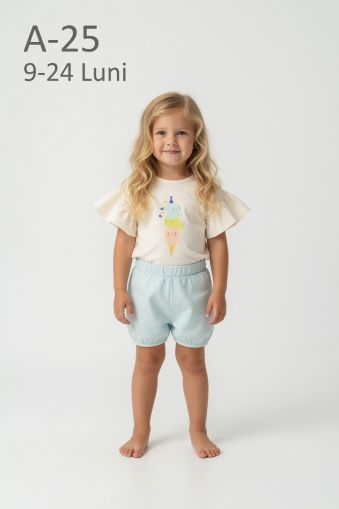 CICIBEN KIDS Set fete 9–24 luni de vară cu imprimeu înghețată