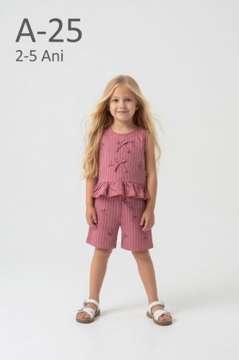 FEELY HUNNY Set fete 2–5 ani cu dungi și fundiță