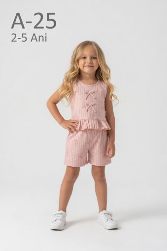 FEELY HUNNY Set fete 2–5 ani cu dungi și fundiță