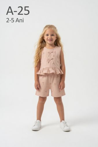 FEELY HUNNY Set fete 2–5 ani cu dungi și fundiță