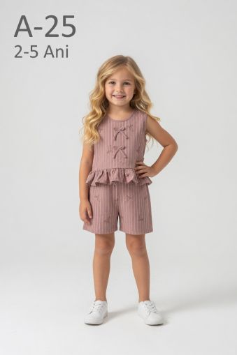 FEELY HUNNY Set fete 2–5 ani cu dungi și fundiță