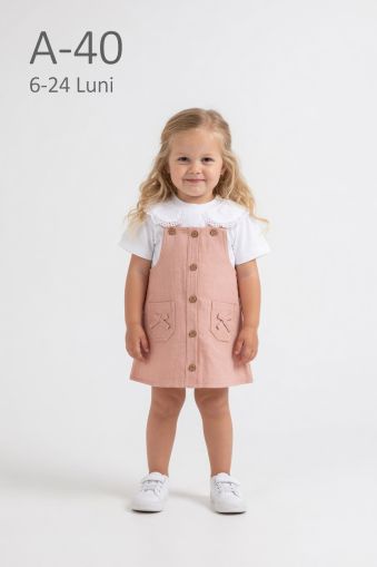 DONINO Set fete 6–24 luni cu salopetă și nasturi