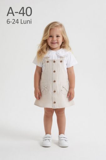 DONINO Set fete 6–24 luni cu salopetă și nasturi