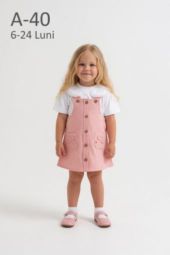 DONINO Set fete 6–24 luni cu salopetă și nasturi