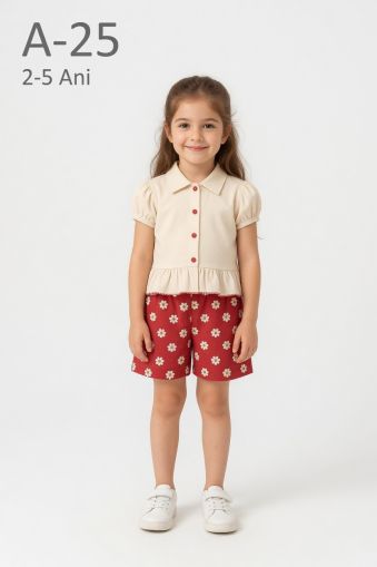 FEELY HUNNY Set copii 2–5 ani cu guler și nasturi