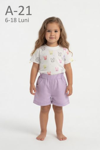 AYYILDIZ Set bebeluși 6–18 luni cu șort și imprimeu iepuraș