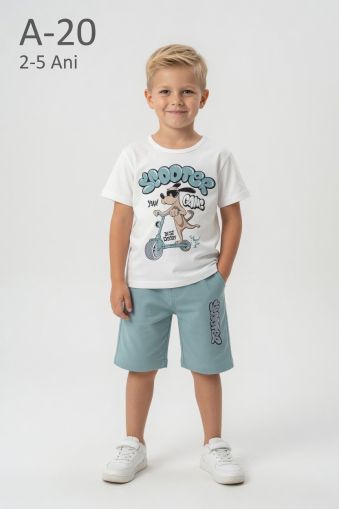 MEMOZA Set copii 2–5 ani cu imprimeu scooter și pantaloni capri