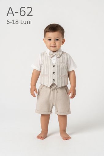 CONCEPT Set bebeluși 6–18 luni 3 piese cu vestă, dungi și șort