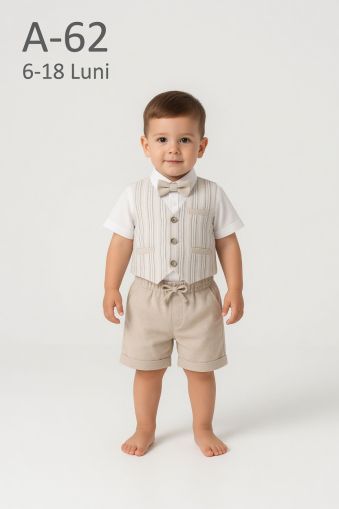 CONCEPT Set bebeluși 6–18 luni 3 piese cu vestă, dungi și șort