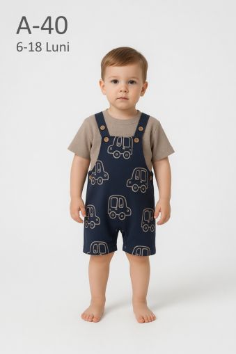 ÇITIR Salopetă bebeluși 6–18 luni cu imprimeu mașinuțe