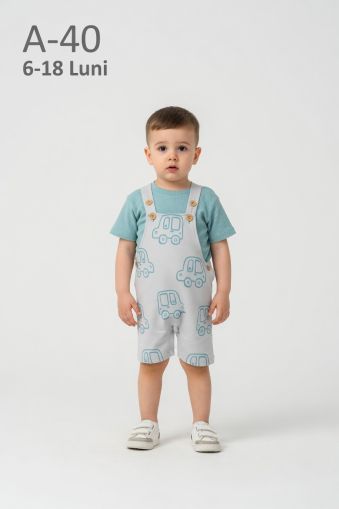 ÇITIR Salopetă bebeluși 6–18 luni cu imprimeu mașinuțe