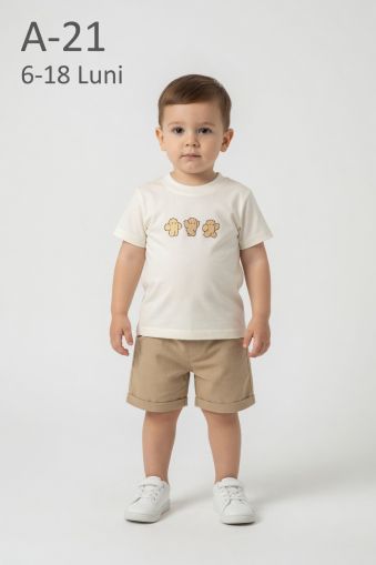 AYYILDIZ Set bebeluși 6–18 luni de vară cu șort și imprimeu cactus