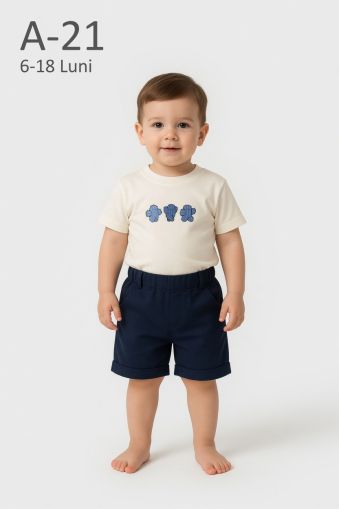 AYYILDIZ Set bebeluși 6–18 luni de vară cu șort și imprimeu cactus