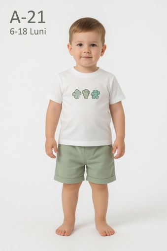 AYYILDIZ Set bebeluși 6–18 luni de vară cu șort și imprimeu cactus