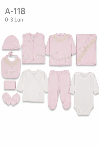 GAYE Set bebe 0–3 luni 10 piese cu imprimeu floral