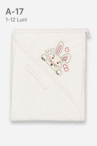 GÜLÜNCE BABY Prosop bebe 1–12 luni cu broderie iepuraș