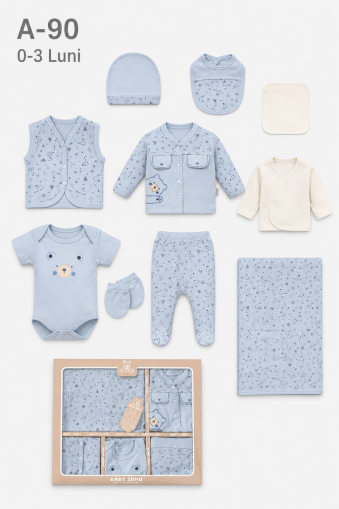 BABY ZUHU Set bebe 0–3 luni 10 piese „Panda”