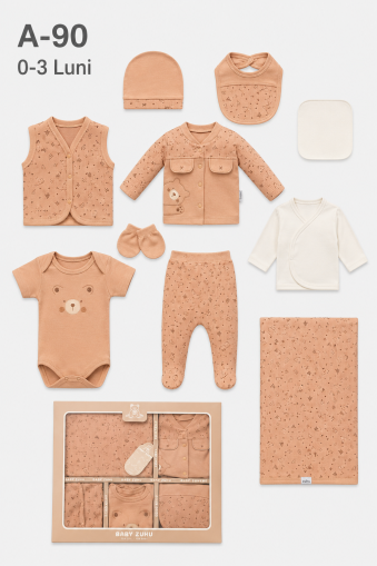 BABY ZUHU Set bebe 0–3 luni 10 piese „Panda”